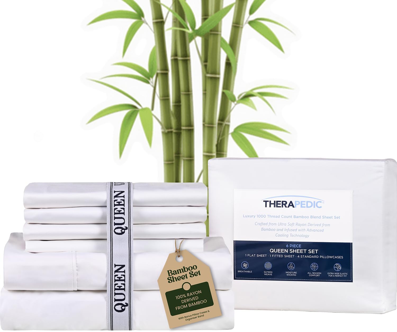 Organic Rayon Derived from Bamboo Queen Cooling Sheet Set